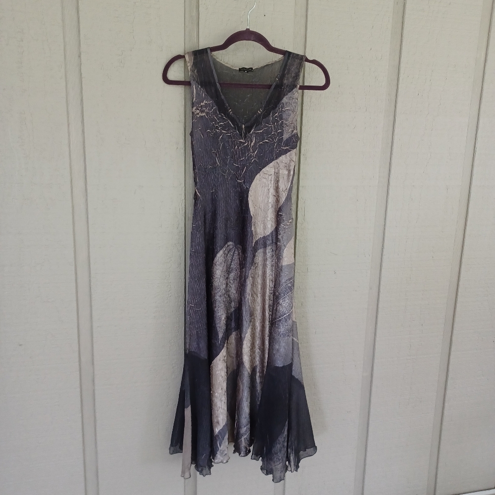 Komarov Lace Up Back Charmeuse Midi Dress Size S Women Whimsigoth Pullover
